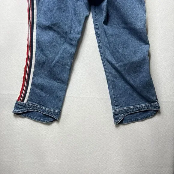 Tommy Hilfiger Lace Up Crop Jeans Women's 11 Blue Side Stripe 90s‎ Y2K - Picture 7 of 15
